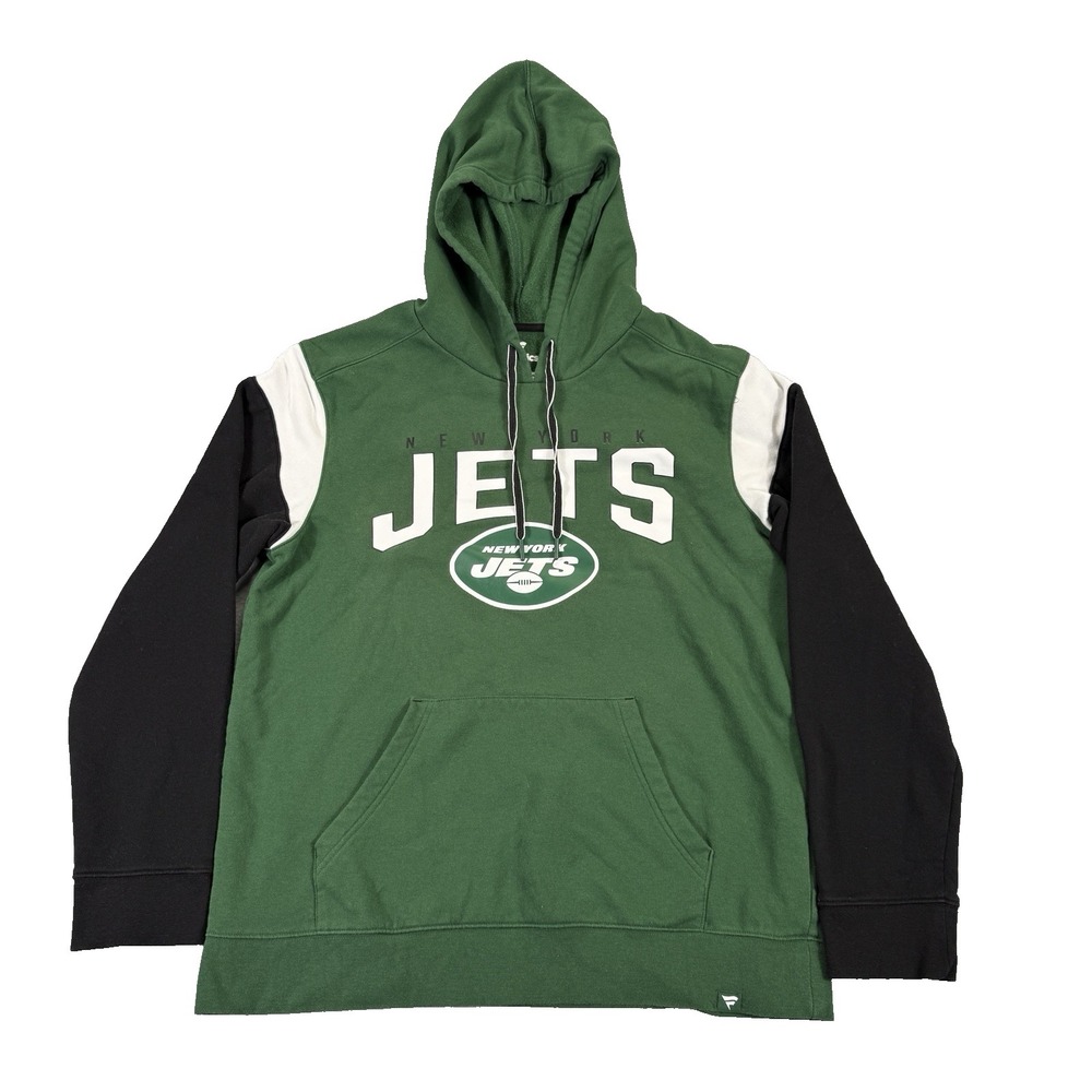 New York Jets Mens Hoodie Sweatshirt Size Large Fanatics Kangaroo Pocket EUC